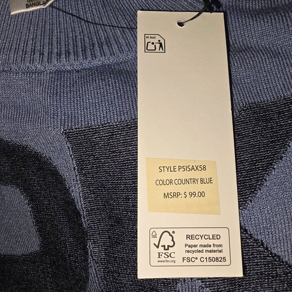 DKNY Country Blue Logo Sweater Size L NWT Lightweight Knit - Picture 6 of 6